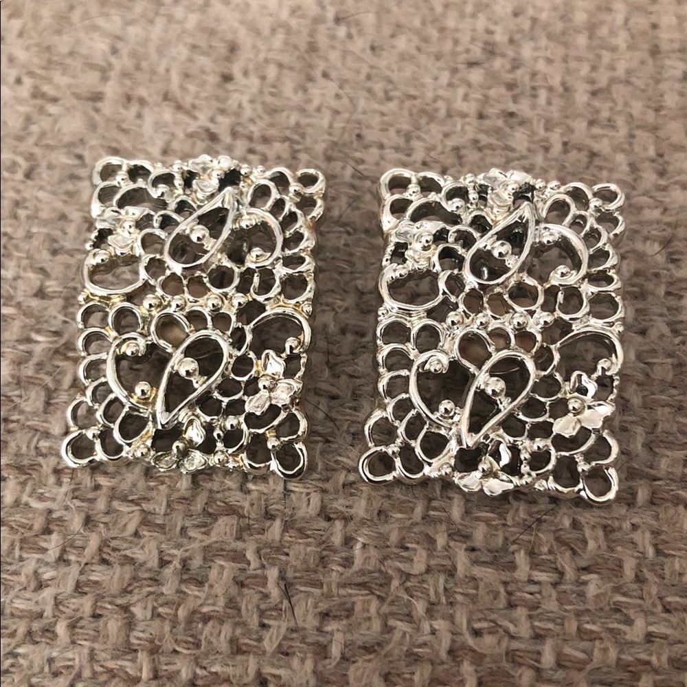 Emmons Silver Filagree 1960’s Clip Earrings